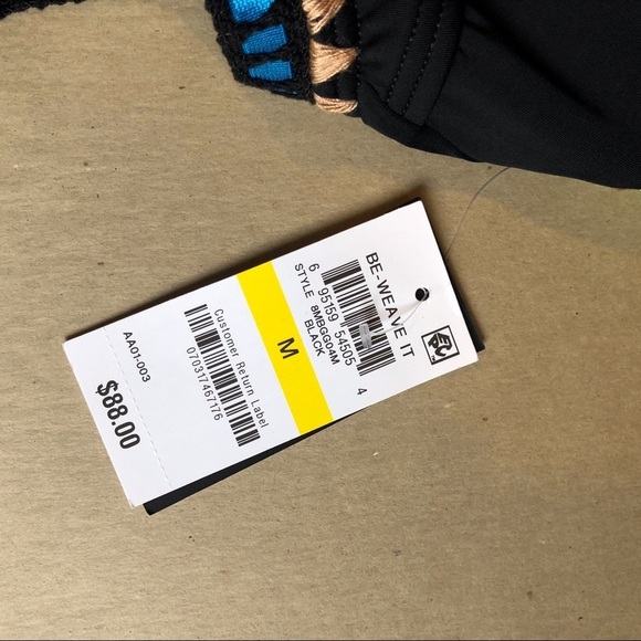 NWT Bar III Womens One Piece Swimsuit Medium Large Black Be-Weave It Open Back - Picture 8 of 8